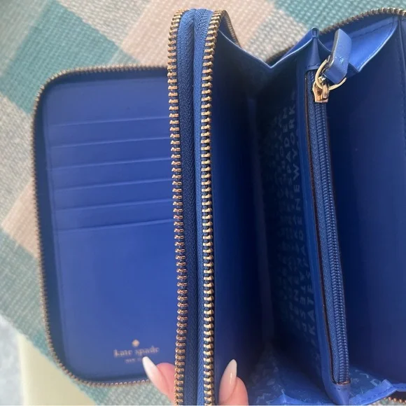 Kate Spade Madison Double Zip Wristlet Vibrant Blue Leather Wallet/Wristlet - Picture 4 of 5